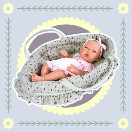 Doll Carry Cot Set, Soft Bassinet Carrier, Fits 16 Inch American Girl Dolls