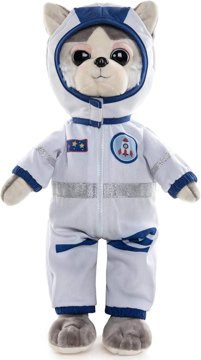 Astronaut Husky Plush Toy, Soft Space Dog, 16" Tall