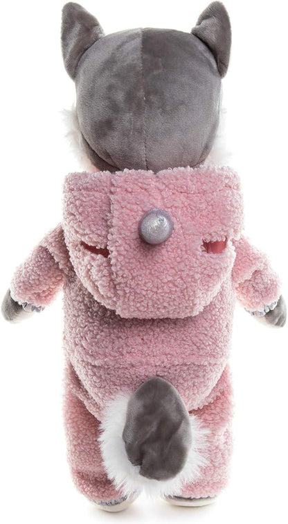 Plush Husky Dog Toy in Pink Unicorn Outfit