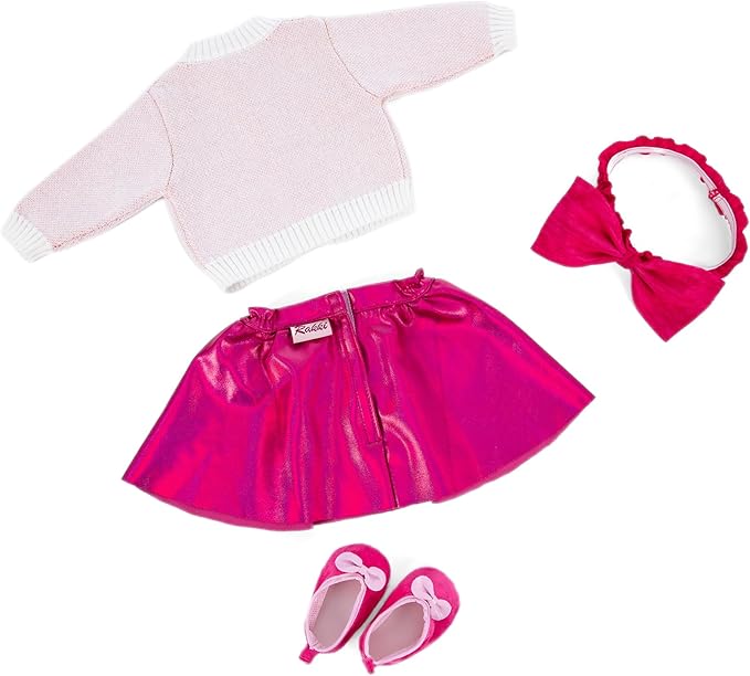 Doll Clothes Set, Red Heart Sweater, Pink Dress, Fits 18" American Girl Doll