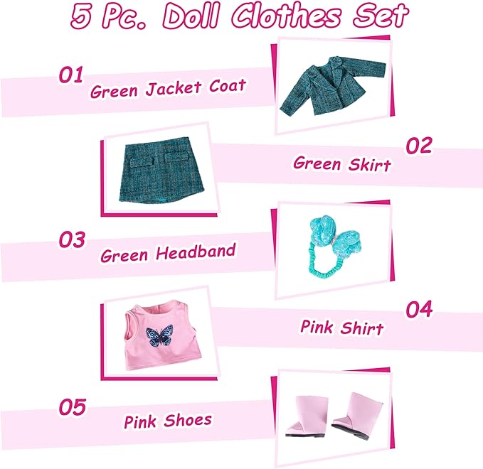 Power Chic Tweed Set – 5-Piece Doll Butterfly Outfit