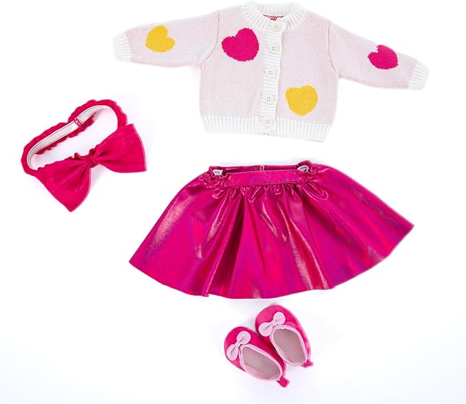 Doll Clothes Set, Red Heart Sweater, Pink Dress, Fits 18" American Girl Doll