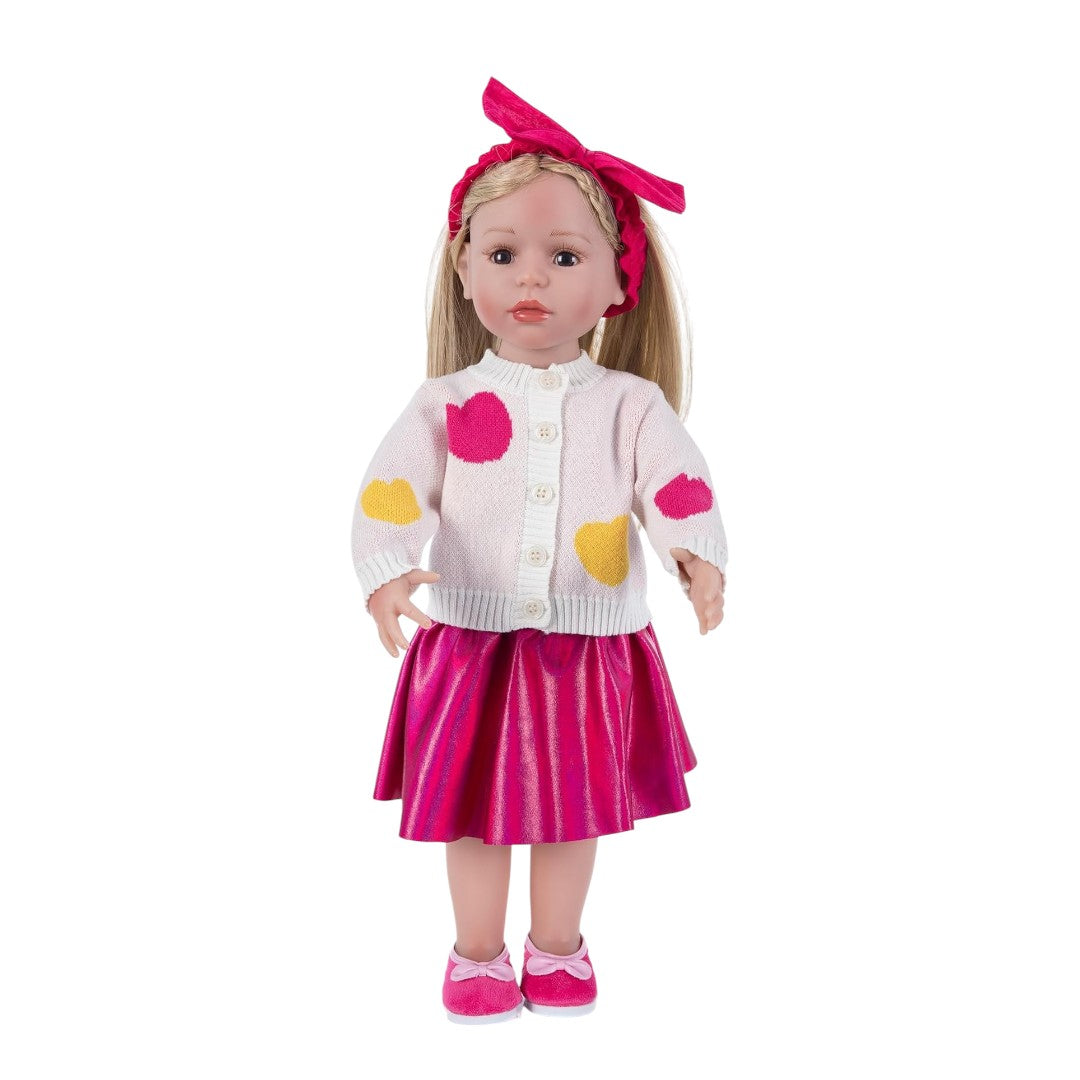 Doll Clothes Set, Red Heart Sweater, Pink Dress, Fits 18" American Girl Doll