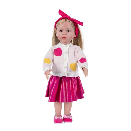 Doll Clothes Set, Red Heart Sweater, Pink Dress, Fits 18" American Girl Doll