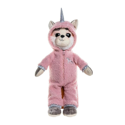 Plush Husky Dog Toy in Pink Unicorn Outfit