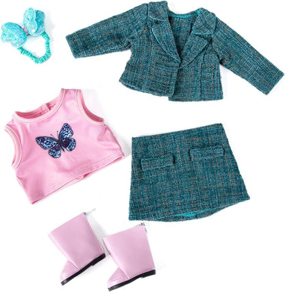 Power Chic Tweed Set – 5-Piece Doll Butterfly Outfit