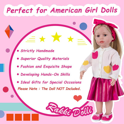 Doll Clothes Set, Red Heart Sweater, Pink Dress, Fits 18" American Girl Doll