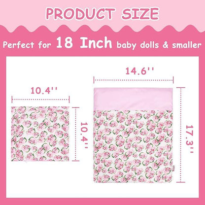 Doll Bedding Set, Reversible Floral Print, Fits 18 Inch Dolls