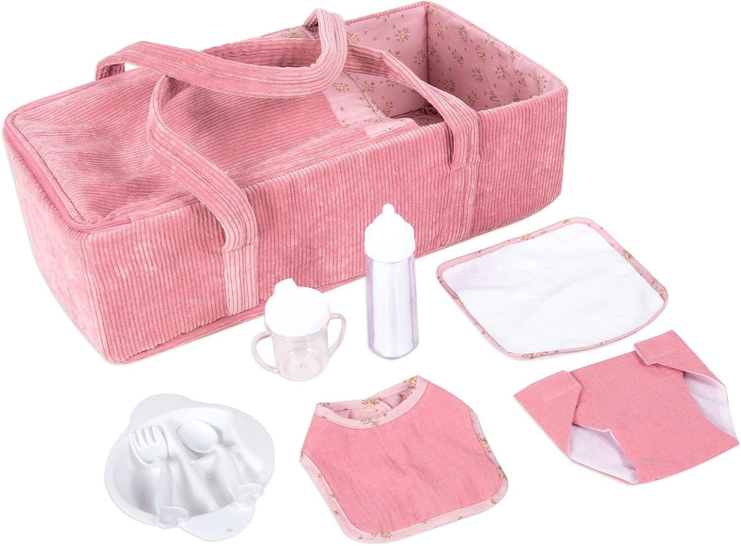 Doll Carry Cot Set, Soft Bassinet Carrier, Fits 16 Inch American Girl Dolls
