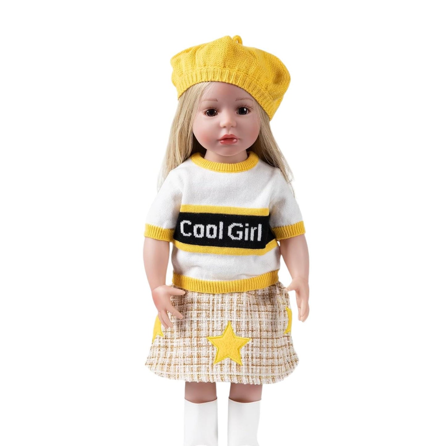 AG Doll Clothes Set, Yellow Knit Hat, Sweater, Skirt, Shoes (Doll Not Included)