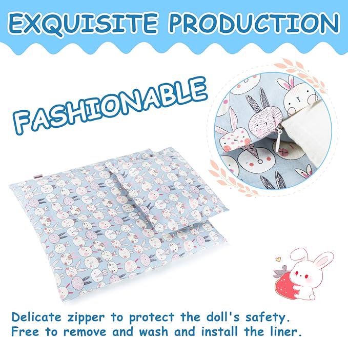 Grey Bunny Doll Feeding Set, Nursery Bag, 9 pcs (Doll Not Included)