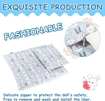 Grey Bunny Doll Feeding Set, Nursery Bag, 9 pcs (Doll Not Included)