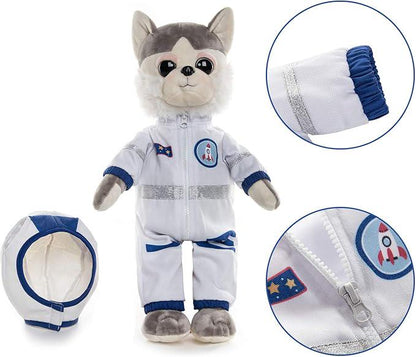 Astronaut Husky Plush Toy, Soft Space Dog, 16" Tall