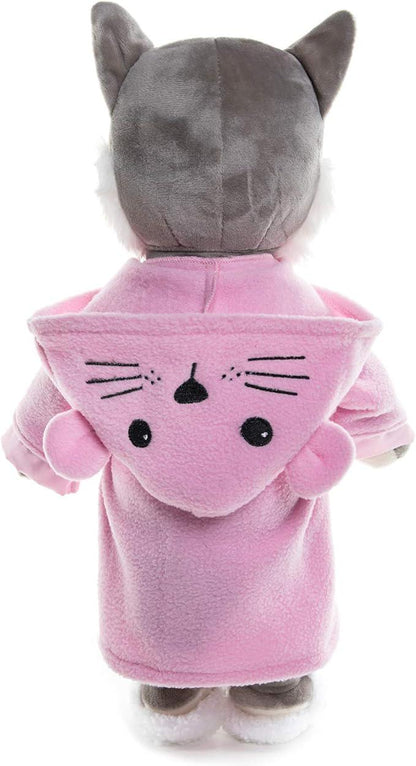 Plush Husky Dog Toy in Pajamas, Sleepwear & Bunny Slippers