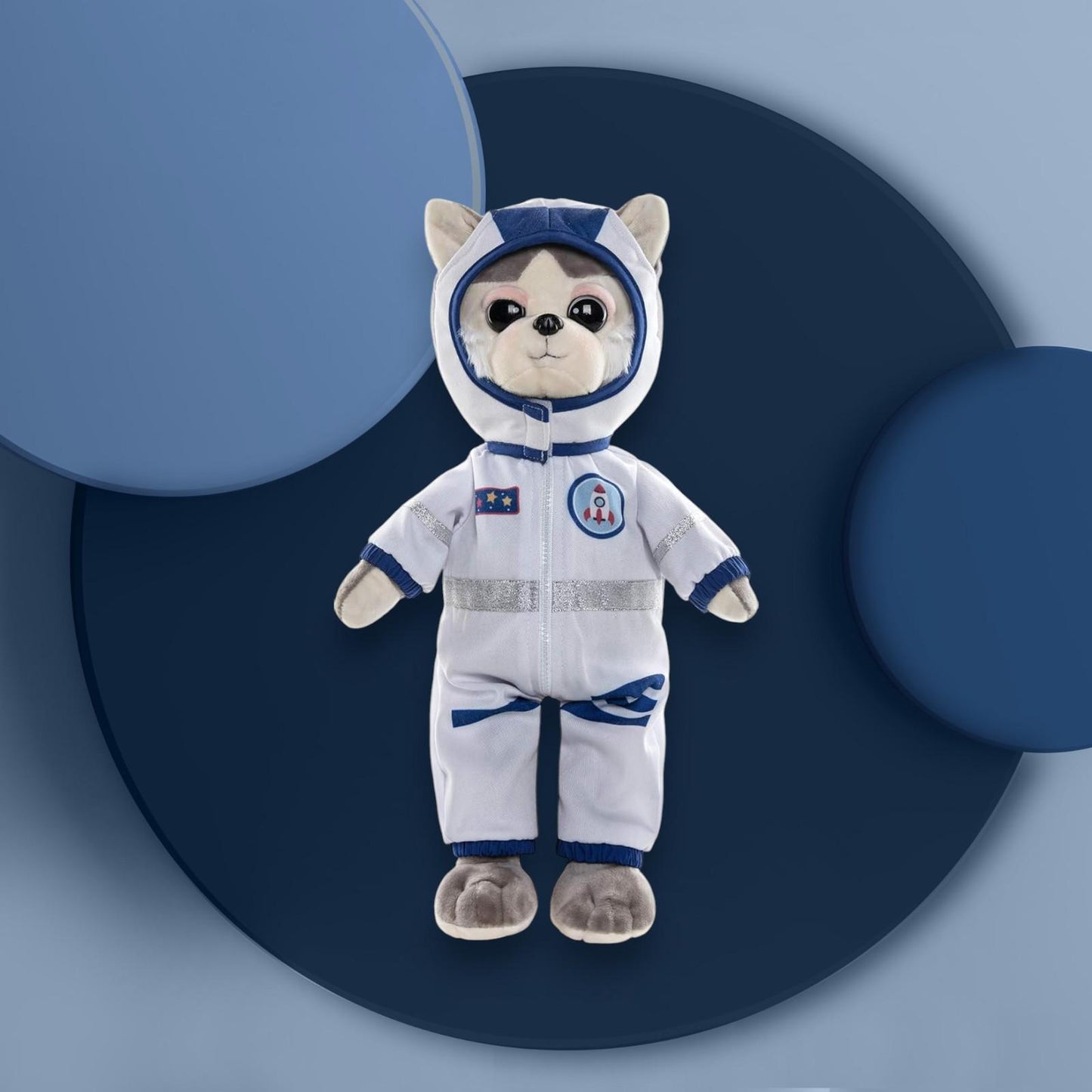 Astronaut Husky Plush Toy, Soft Space Dog, 16" Tall