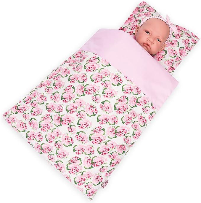 Doll Bedding Set, Reversible Floral Print, Fits 18 Inch Dolls