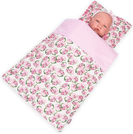 Doll Bedding Set, Reversible Floral Print, Fits 18 Inch Dolls