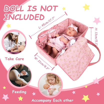 Doll Carry Cot Set, Soft Bassinet Carrier, Fits 16 Inch American Girl Dolls